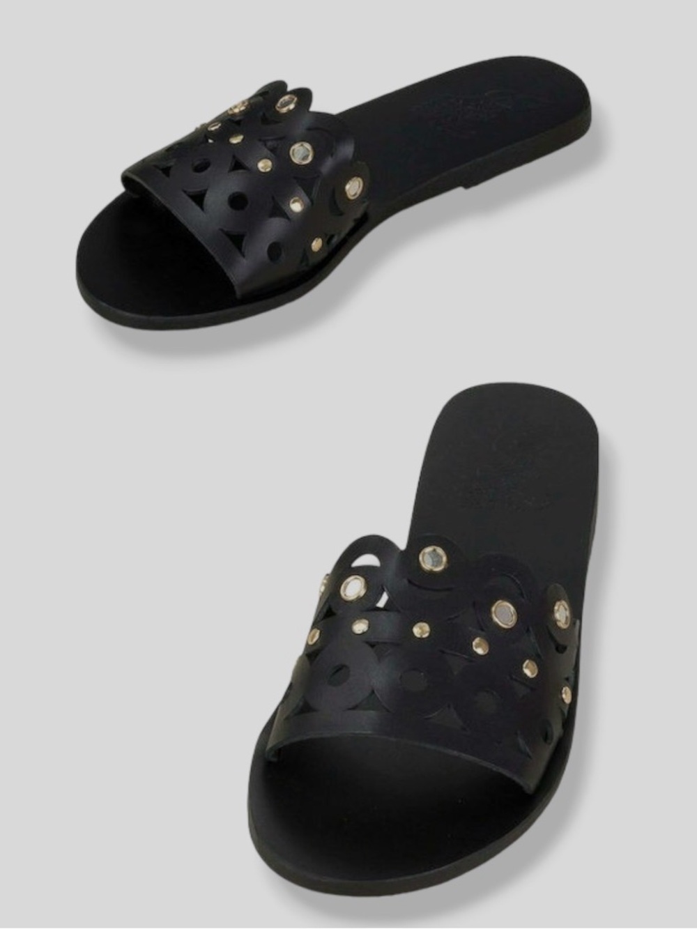 Ancient Greek Sandals Womens Black Maistro Mirrors Sandal  EU 39/US 9
